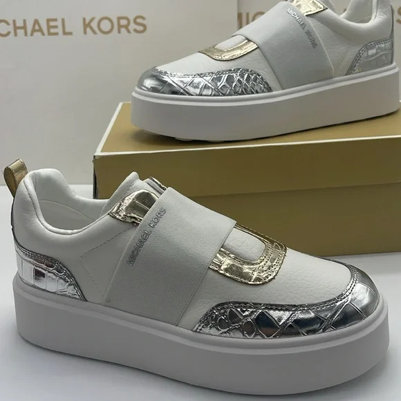 MICHAEL KORS Romey Mixed Media Slip-On Faux Tambled Platform Sneaker
Silver
New - Picture 14 of 16